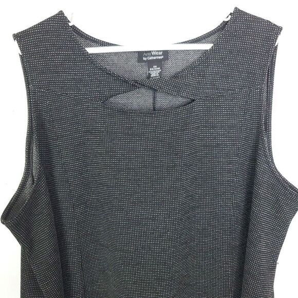 Catherines Top Womens 2X Any Wear Speckled Basic Cutout Neck Sleeveless Shell - Picture 2 of 7